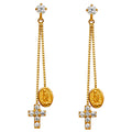 14K Yellow Gold CZ Dangle Huggies