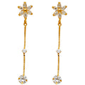14K Yellow Gold CZ Dangle Huggies