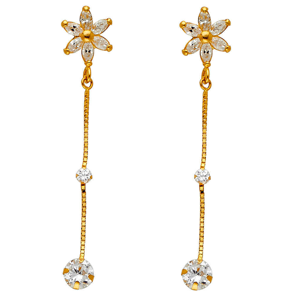 14K Yellow Gold CZ Dangle Huggies