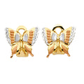 14K Yellow White Rose Gold B-Fly Earrings W Clip Lock