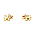 14K Yellow White Rose Gold Elephant Post Earring
