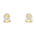 14K Two Tone Gold Jesus Face Post Ear