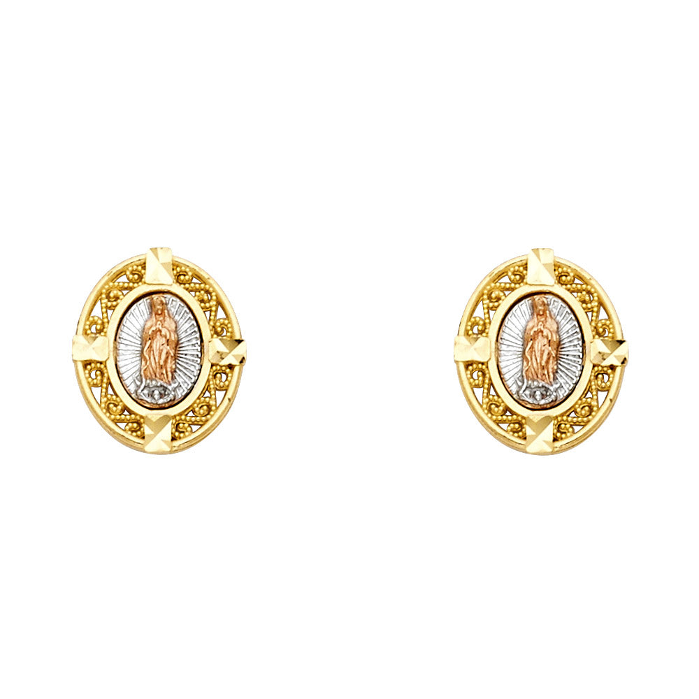 14K Yellow White Rose Gold Guadalupe Post Earring