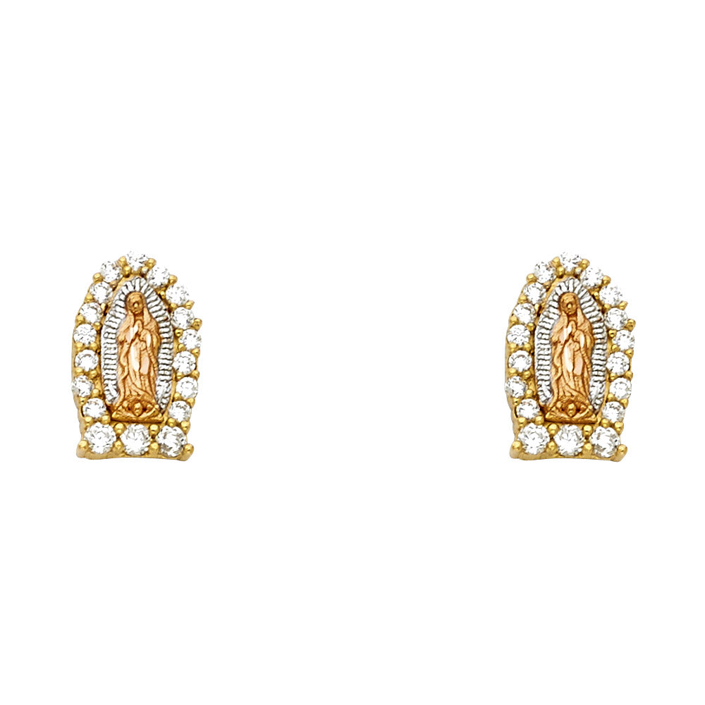 14K Yellow White Rose Gold G-Lupe CZ Post Earring