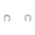 14K Two Tone Gold Horse Shoe CZ Post Ear