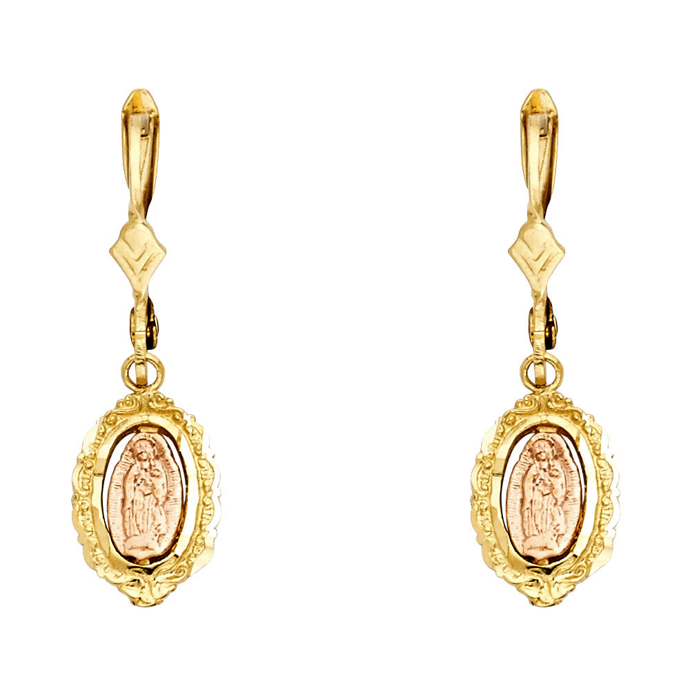 14K Two Tone Gold Dangle Guadalupe Ear