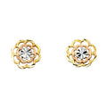 14K Yellow White Rose Gold Flower Post Earring