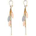 14K Yellow White Rose Gold Diamond Cut Dangle Earring