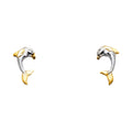 14K Two Tone Gold Dolphin Post Earring