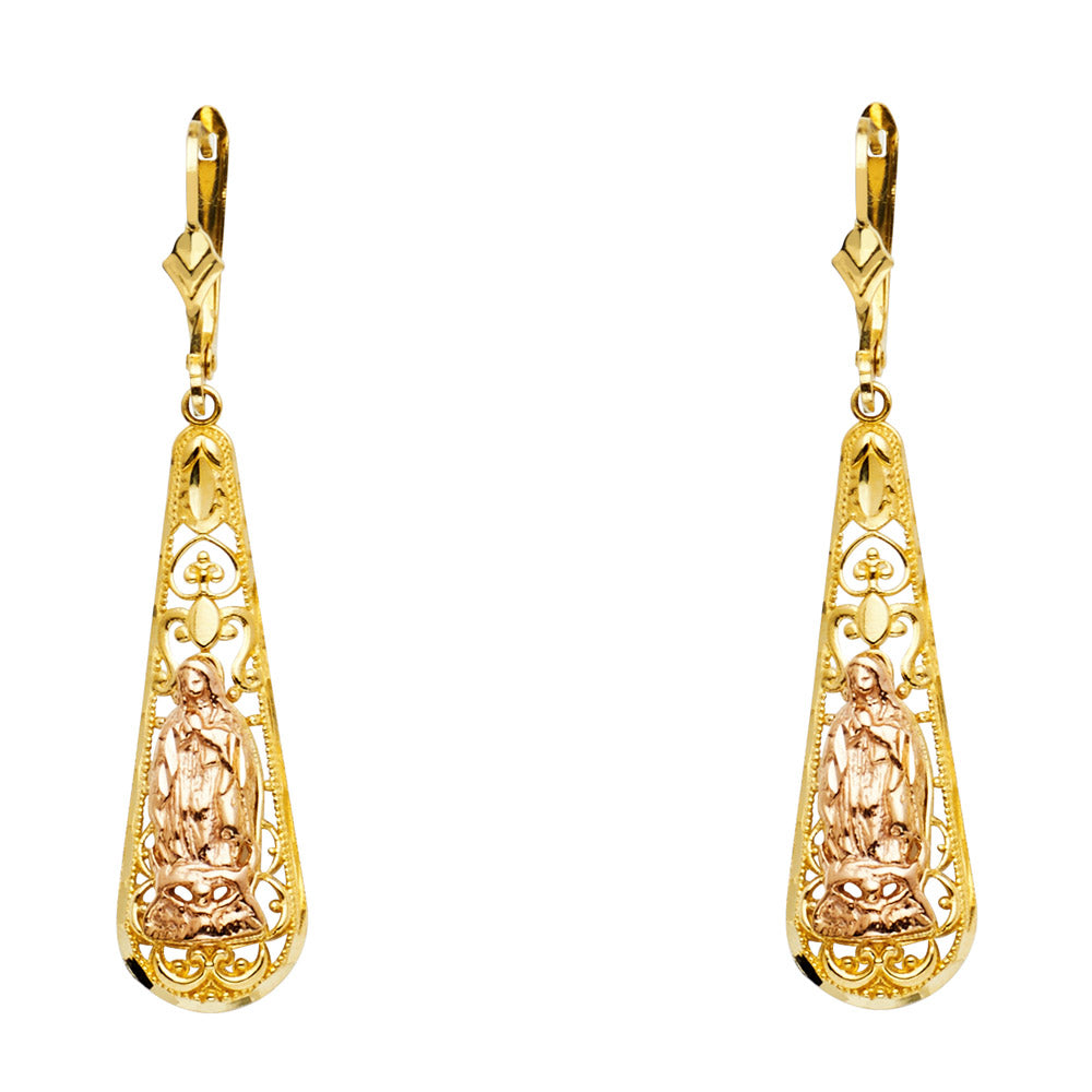 14K Two Tone Gold G-Lupe T-Drop Dangle Ear
