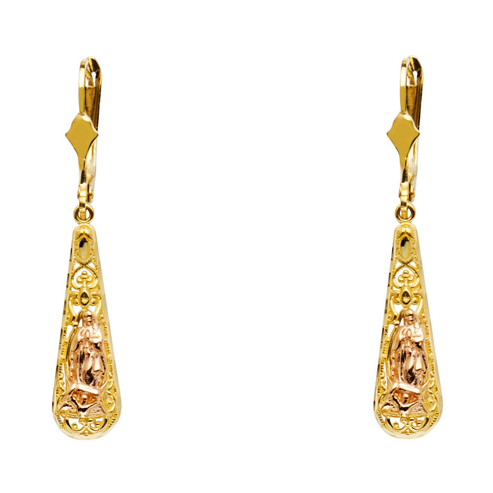 14K Two Tone Gold G-Lupe T-Drop Dangle Ear