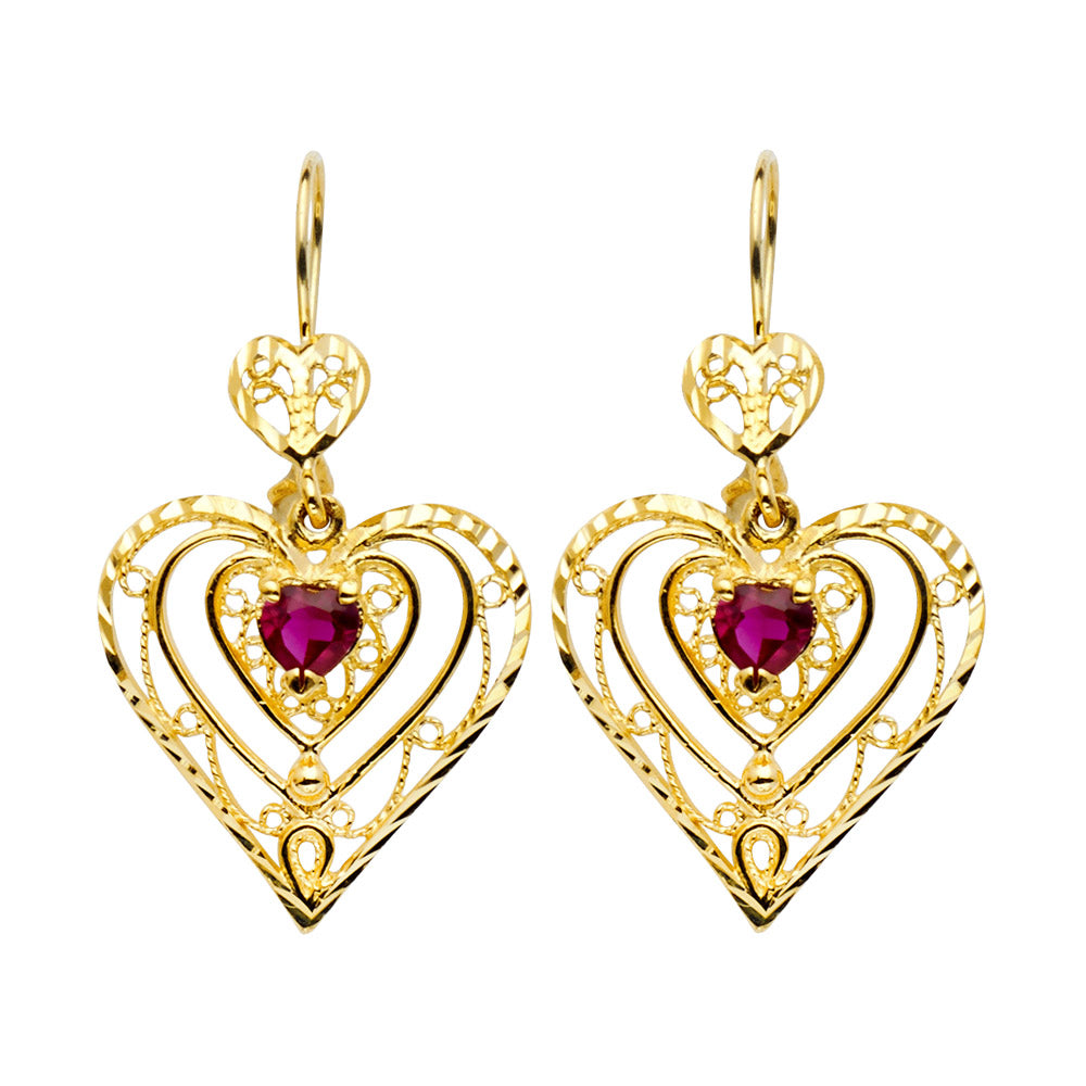 14K Yellow Gold CZ Chandelier Earring