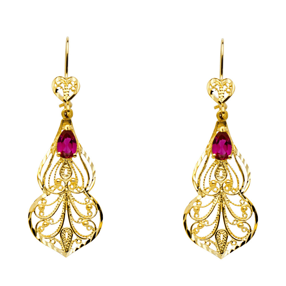 14K Yellow Gold CZ Chandelier Earring