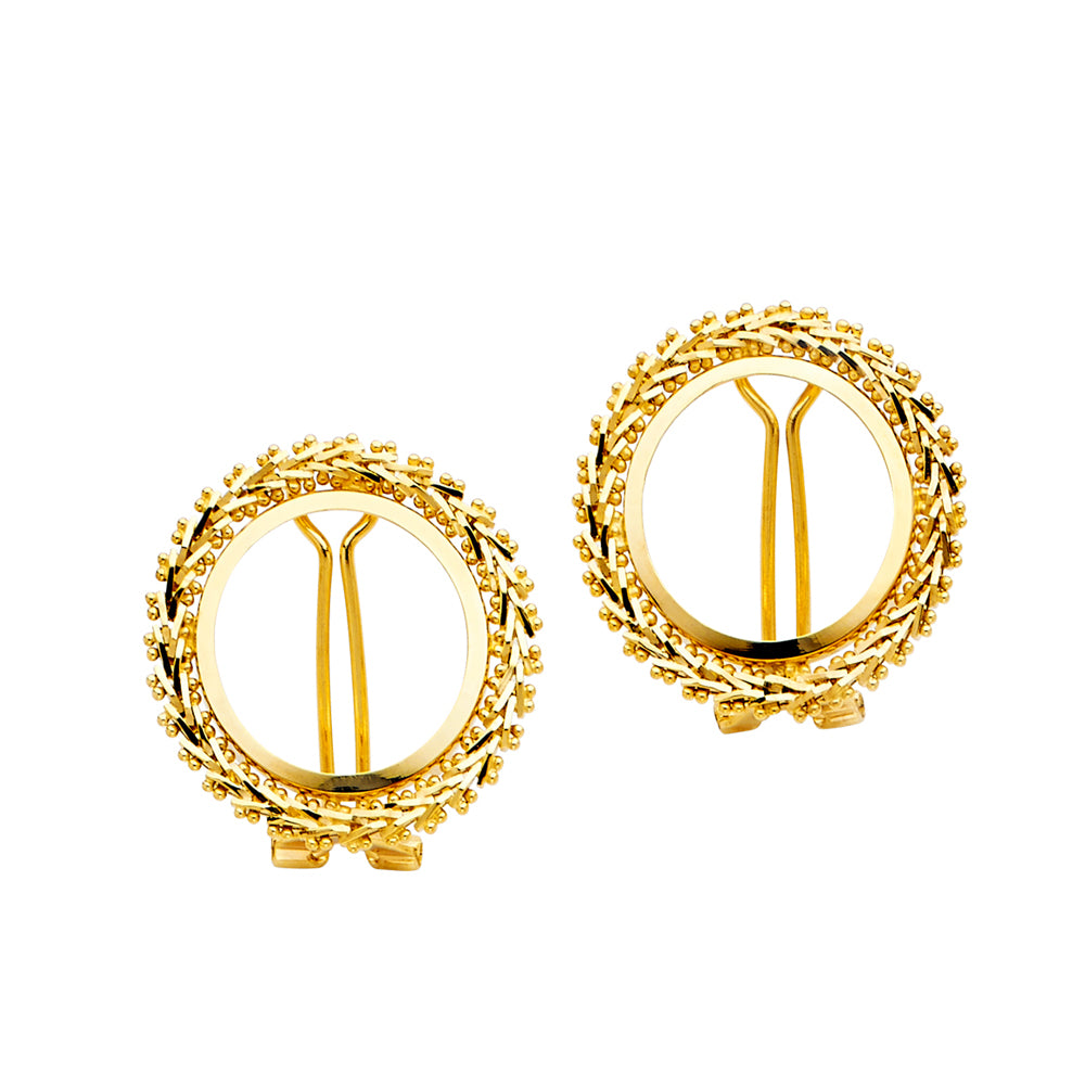 14K Yellow Gold 2 Pesos Bola Earring