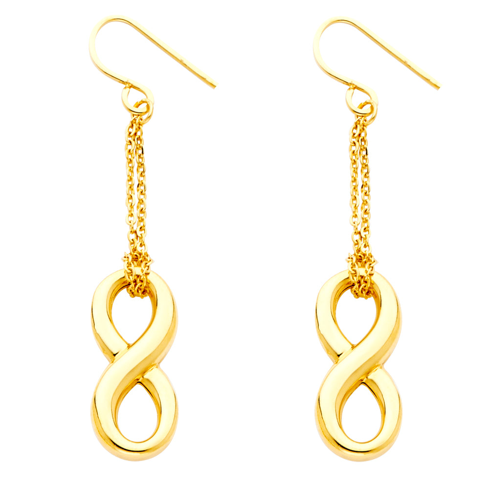 14K Yellow Gold Hollow Infinity Hanging Ear