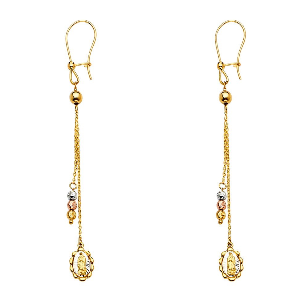 14K Yellow White Rose Gold Hanging Earring