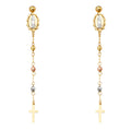 14K Yellow White Rose Gold Hanging Earring