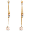 14K Yellow White Rose Gold Hanging Earring