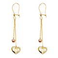 14K Yellow White Rose Gold Hanging Earring
