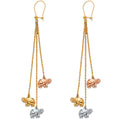 14K Yellow White Rose Gold Hanging Earring