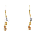 14K Yellow White Rose Gold Hanging Earring