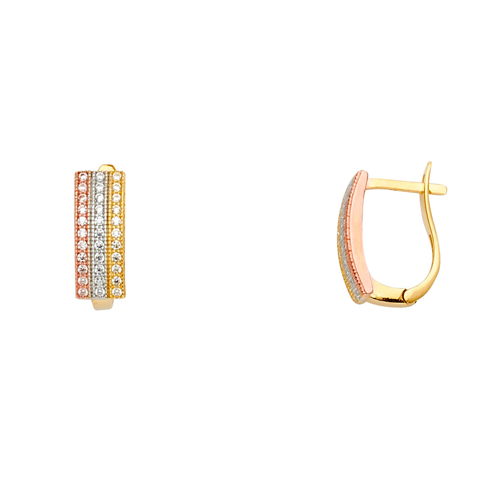 14K Yellow White Rose Gold Fancy CZ Earring