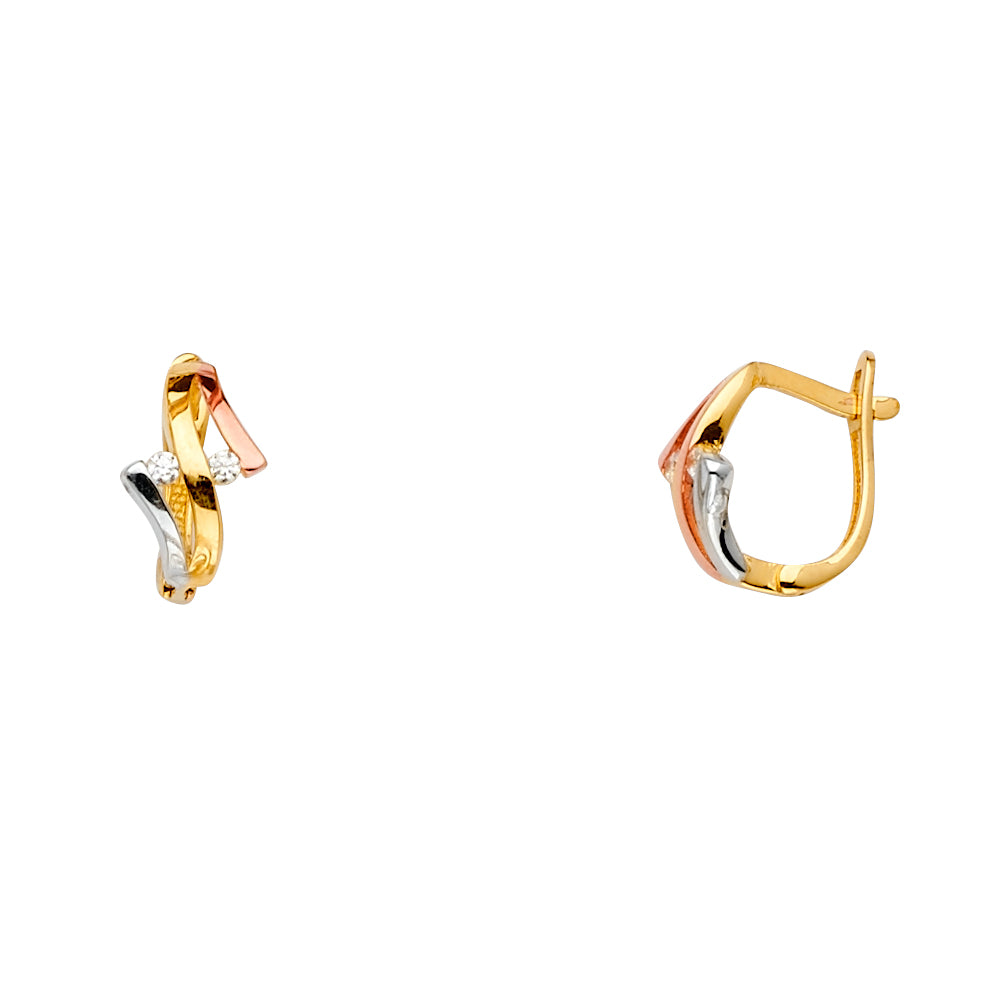 14K Yellow White Rose Gold Fancy CZ Earring