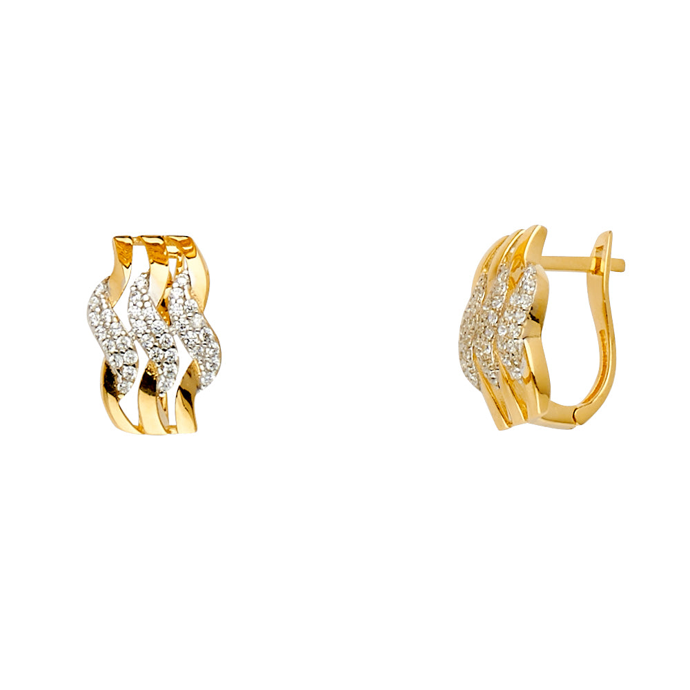14K Two Tone Gold Fancy CZ Earring
