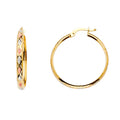 14K Yellow White Rose Gold Diamond Cut H-Dome Hoop Earring