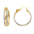 14K Two Tone Goldone Greek Design Hoop Earring