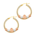 14K Yellow White Rose Gold Guadalupe CZ Channel Hoop Earring