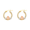 14K Yellow White Rose Gold Guadalupe CZ Channel Hoop Earring