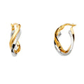 14K Yellow White Rose Gold Two Rows Twisted Hoop Earring