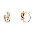 14K Yellow White Rose Gold 3Line Twisted Hoop Earring