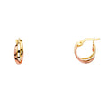 14K Yellow White Rose Gold 3Line Twisted Hoop Earring