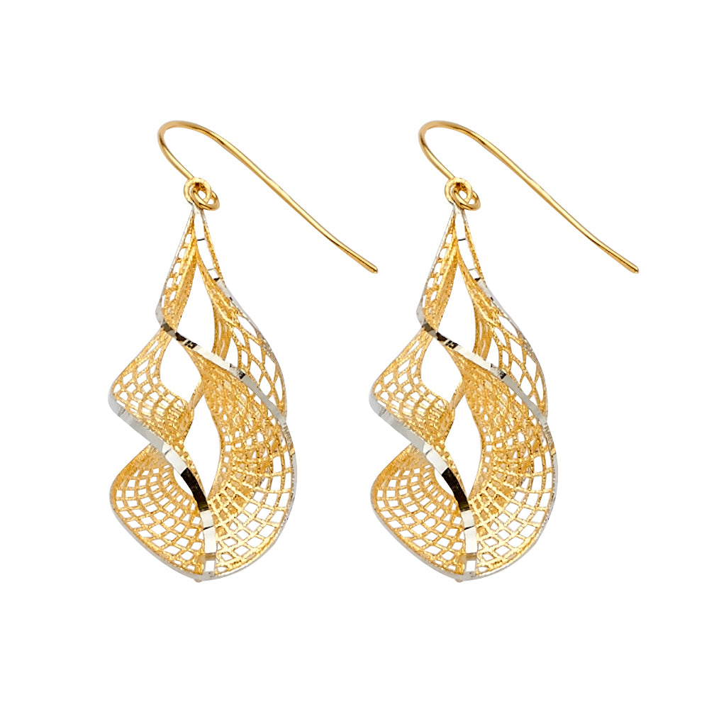 14K Two Tone Gold Fancy Dangling Earring