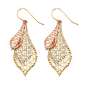 14K Yellow White Rose Gold Fancy Dangling Earring