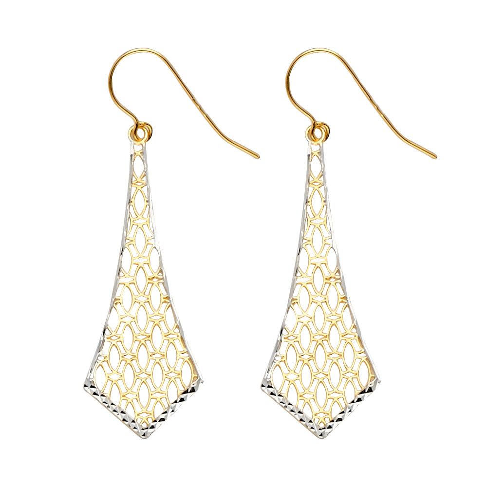 14K Two Tone Gold Fancy Dangling Earring