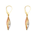 14K Yellow White Rose Gold Tear Drop Type Earring W/Pearl
