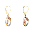 14K Yellow White Rose Gold Tear Drop Type Earring