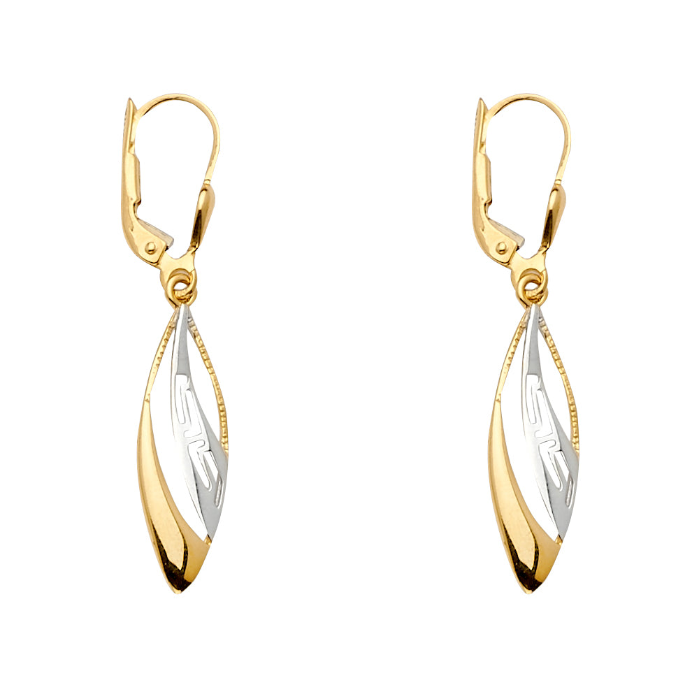 14K Yellow White Rose Goldolor Fancy Dangling Earring