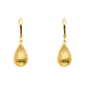 14K Yellow Gold Diamond Cut Tear Drop Earring