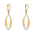 14K Yellow White Rose Gold Oval Dangling Earring