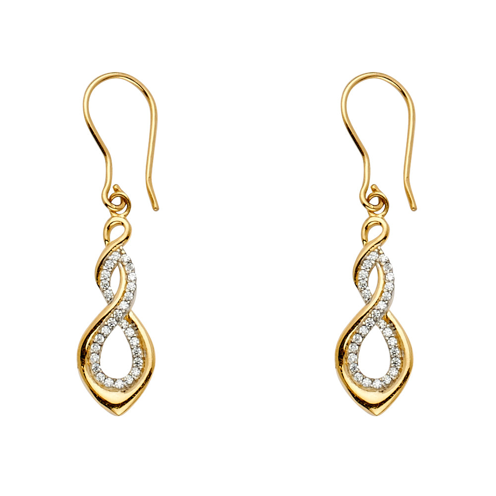 14K Yellow Gold Two Tone Goldone Infinity Earring