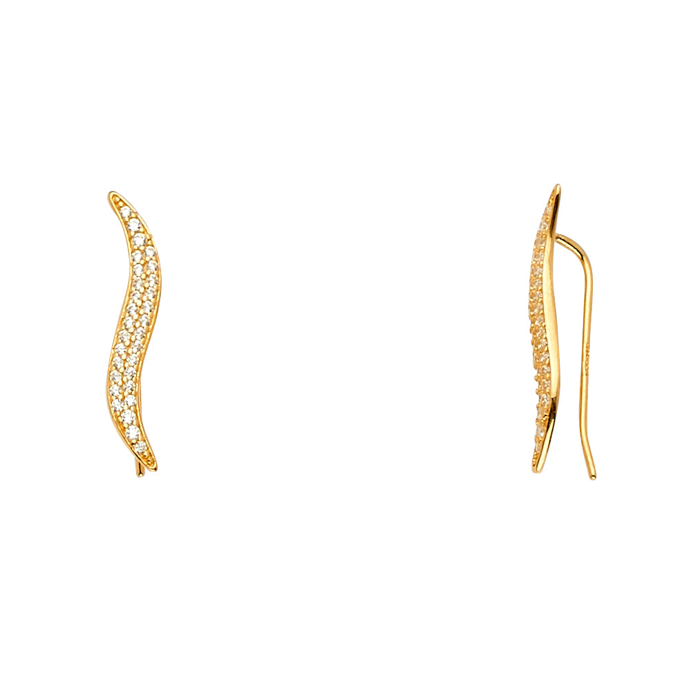 14K Yellow Gold Fancy Clip Style CZ Earring