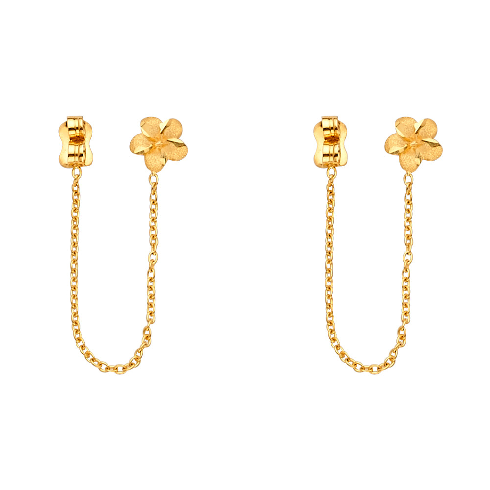 14K Yellow Gold Hanging Chain Earring