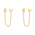 14K Yellow Gold Hanging Chain Earring