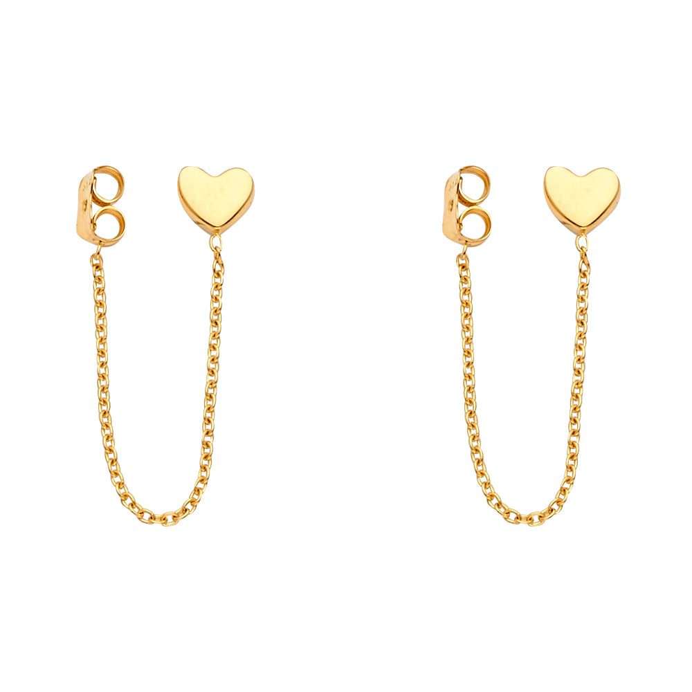 14K Yellow Gold Hanging Chain Earring