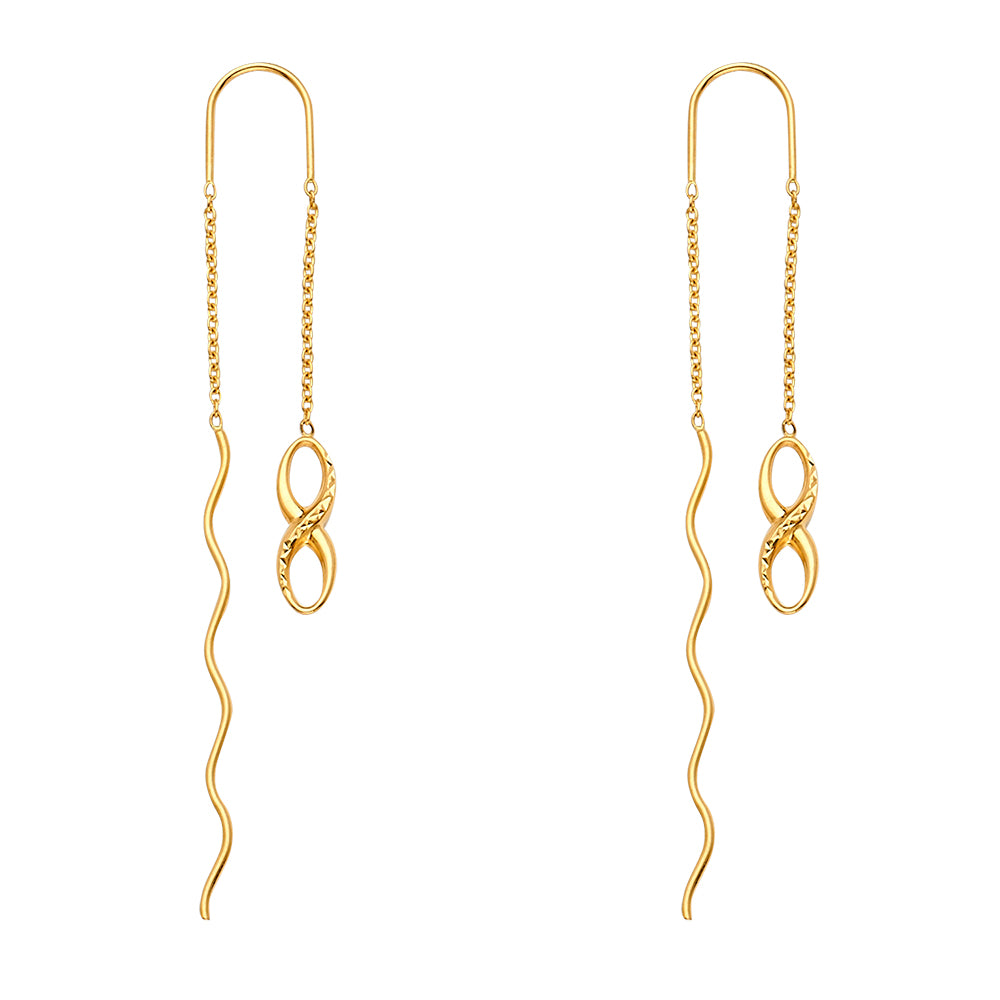 14K Yellow Gold Infinity Front & Back Dangle Earring
