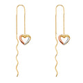 14K Yellow White Rose Gold Heart Front & Back Dangle Earring